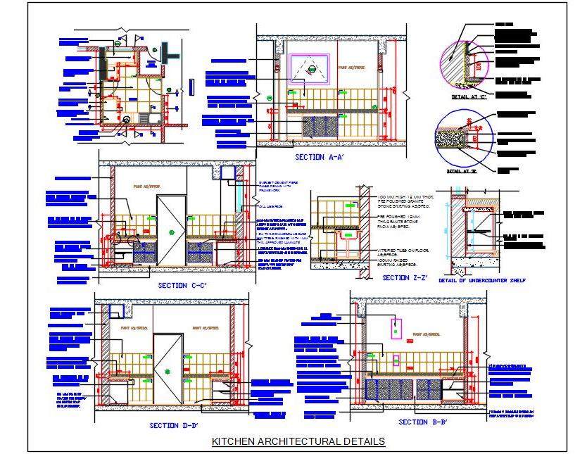 Architectural Kitchen Design DWG with complete Details